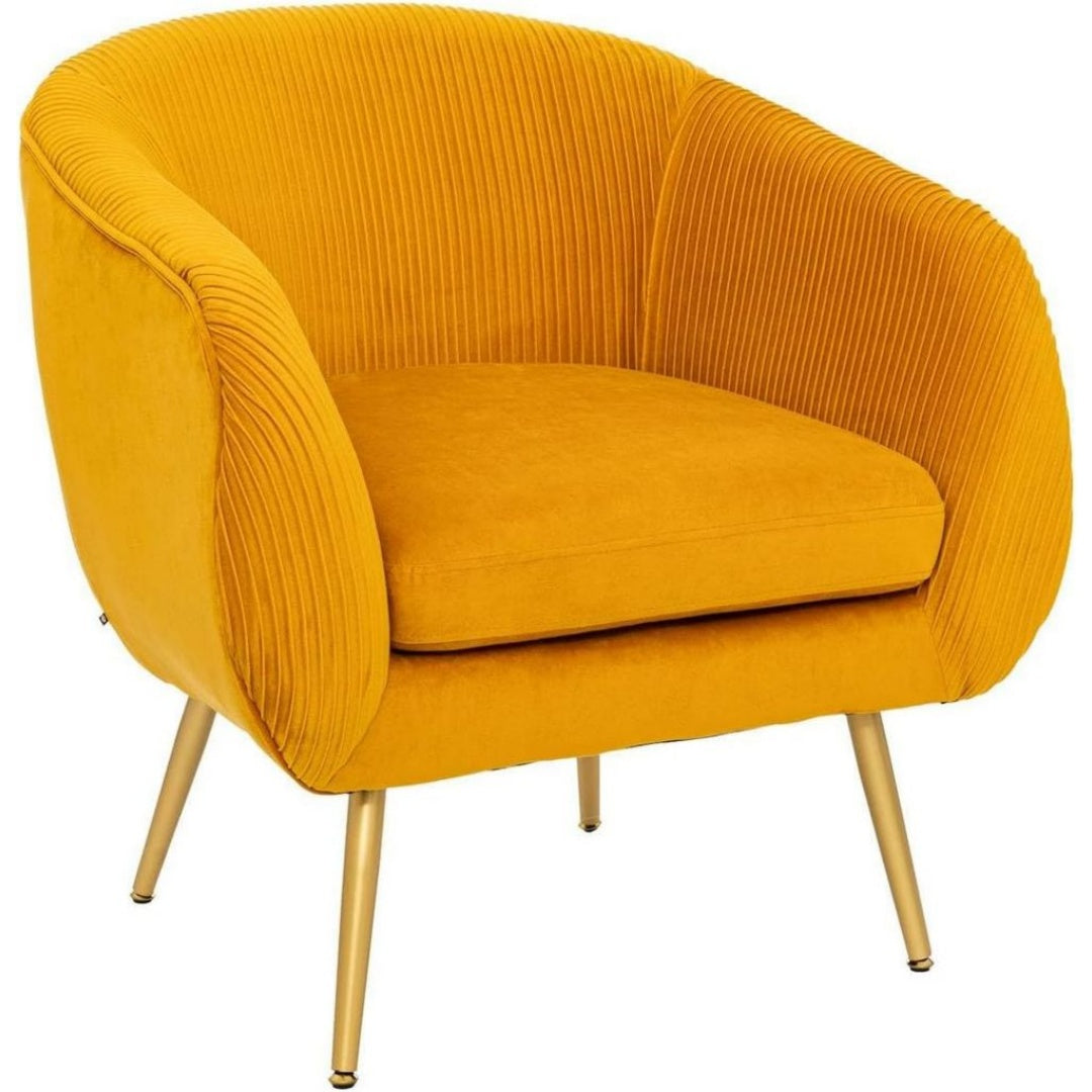 Fauteuil en Bois de Pin, Finition Jaune Moutarde