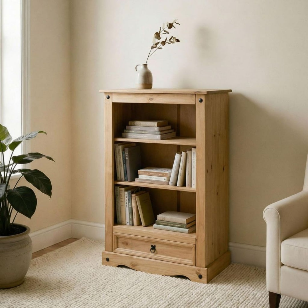 Bibliotheque en Bois de Pin, Finition Noir