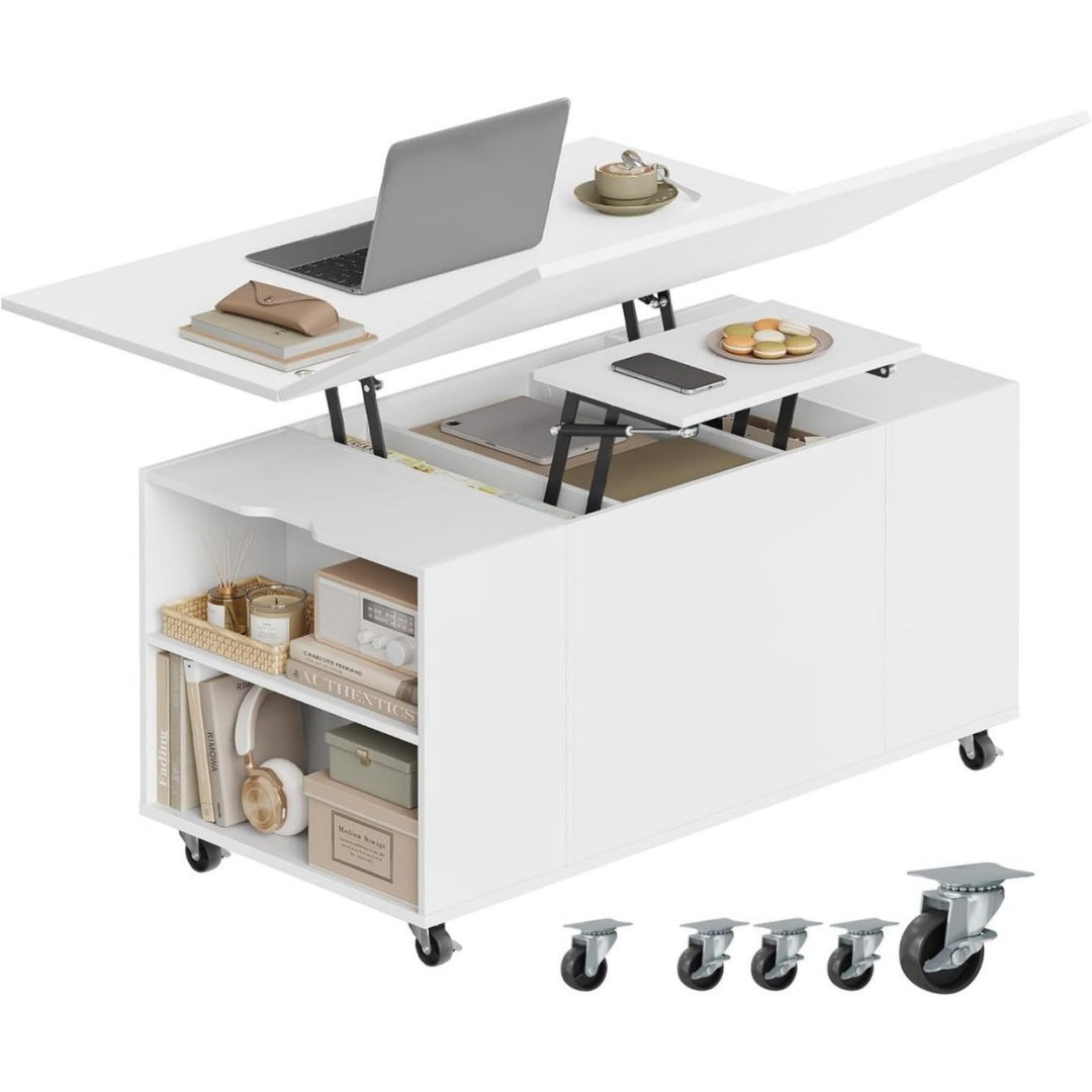 Table Basse a Plateau Relevable Format 100 x 100,5 cm, en Metal